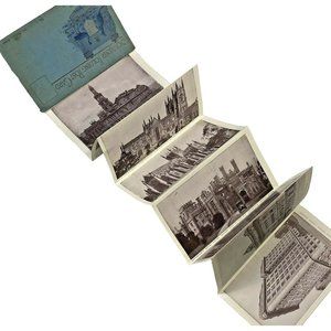 Vtg Fold Out Postcard Sydney Australia 22 Picture Print Unposted Blue Gold 1900s
